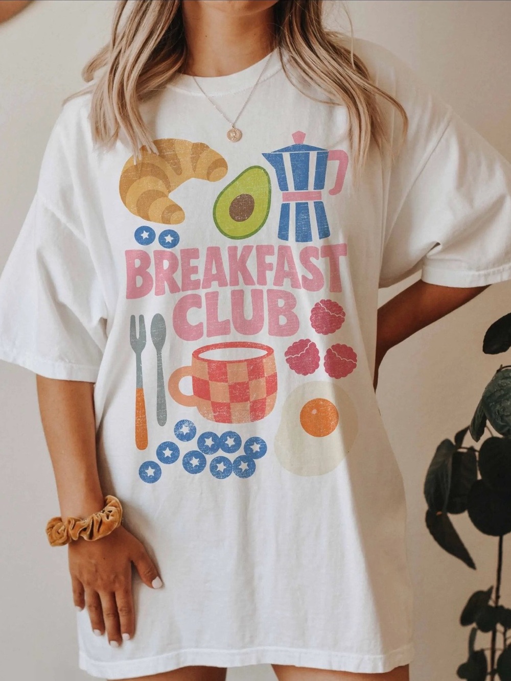 Oversized Breakfast Club Graphic Tee - White get it for friends and family
